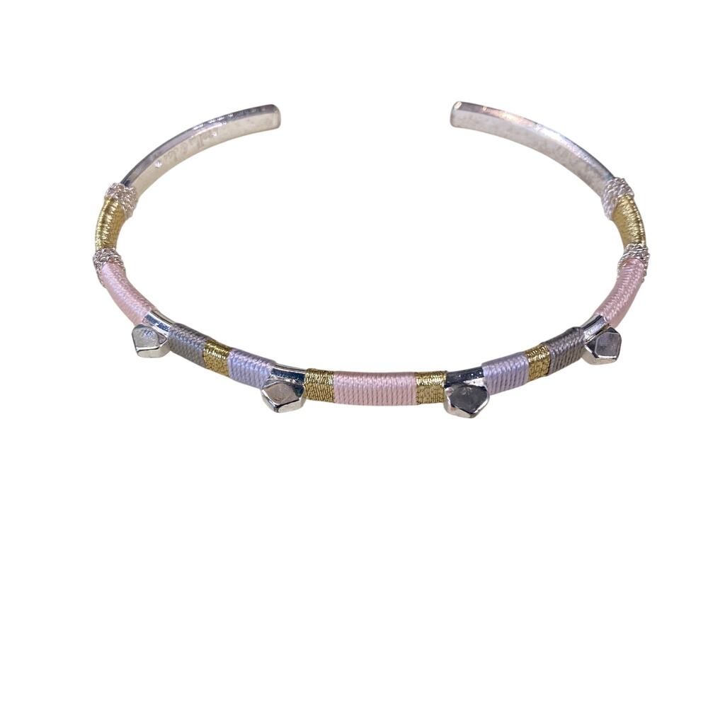 0091 Stella & Dot Colorblock Cuff in Blush Pink and Silver Tone Deadstock w/Box